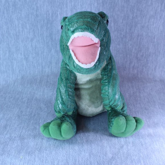 Dinosaur Plush Stuffed Textured Skin Toy Dino Green 11" Sitting - Picture 4 of 9